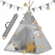 Telts Vigvams Spēļu Māja Bērniem ar Gaismas Virteni Nukido, Pelēka l Tepee Tent with Lights