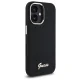 Telefona vāciņš Guess Silicone Script Metal Logo & Frame priekš iPhone 16, melns