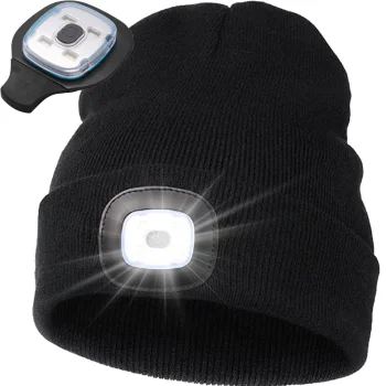 Зимняя/осенняя шапка со встроенным LED фонариком, зарядка USB, 3...