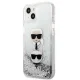 Apple iPhone 13 mini 5.4\" Karl Lagerfeld Liquid Glitter Karl&Choupette Head Case Cover (KLHCP13SKICGLS), Silver |...