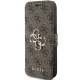 Guess iPhone 15 Pro atverams vāciņš maciņš grāmatiņa 4G Big Metal Logo, brūns