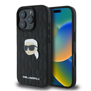 Apple iPhone 16 Pro Max 6.9" Karl Lagerfeld Monogram Karl Head Pin Case Cover, Black | Telefona Maciņš Vāks Apvalks...