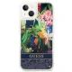 Чехол Guess Flower Liquid Glitter для iPhone 14 Plus, синий