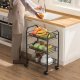 Storage Trolley on Wheels, Rolling Cart Organizer Shelf for Bathroom Kitchen Laundry Room Narrow Places, Black
