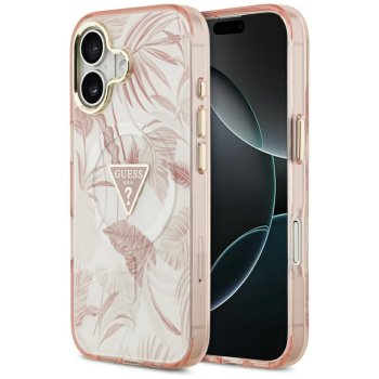 Чехол Guess Jungle Tonal Triangle MagSafe для iPhone 17 — розовый