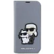 Чехол-книжка Karl Lagerfeld для iPhone 14 Pro Saffiano Karl & Choupette, серебристый