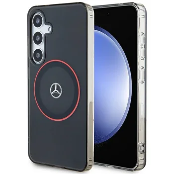Mercedes Samsung Galaxy S24 vāciņš IML Printed Ring MagSafe, melns