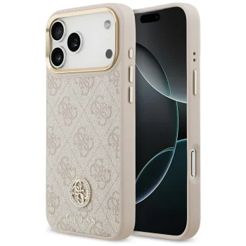 Guess iPhone 17 Pro Max vāciņš 4G Strass Logo MagSafe, rozā