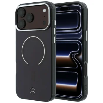 Чехол Mercedes Double Layer Iconic Logo MagSafe для iPhone 18 Pro Max / 17 Pro Max, бордовый