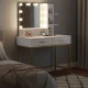 Kosmētikas galdiņš ar LED apgaismojumu un spoguli ModernHome, balts