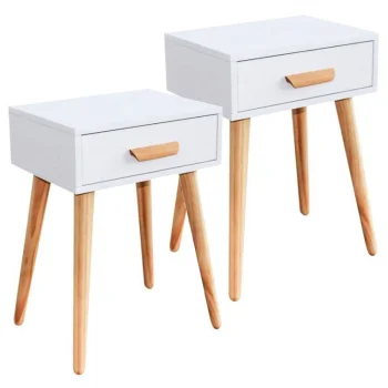 Moderni naktsgaldiņi 2 gab. komplekts ModernHome, balti
