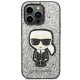 Karl Lagerfeld Glitter Flakes Ikonik vāciņš iPhone 14 Pro, Sudraba
