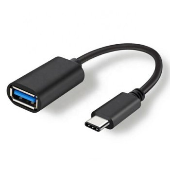 USB-A uz USB-C adaptera kabelis 19 cm, 60W PD, 10 Gb/s, melns