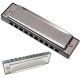 Compact Metal Harmonica for Beginners, Black-Silver