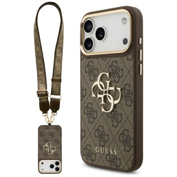 Guess 4G Big 4G Classic Logo vāciņš ar siksniņu iPhone 17 Pro Max, brūns