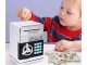 Piggy Bank Toy Box for Money with Fingerprint and Password, Silver
