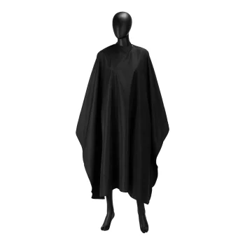 Gabbiano Hairdressing Cape with Rubber Collar, Black