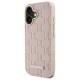 Karl Lagerfeld iPhone 16 Case Leather Monogram Metal Logo MagSafe, Pink