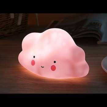 Dekoratīvā nakts galda lampa bērnu istabai - Mākonis, Rozā | Decorative LED night lamp "Cloud" - Pink