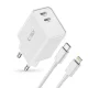Сетевое зарядное устройство Tech-Protect C35W 2x USB-C PD 35W и кабель USB-C -...