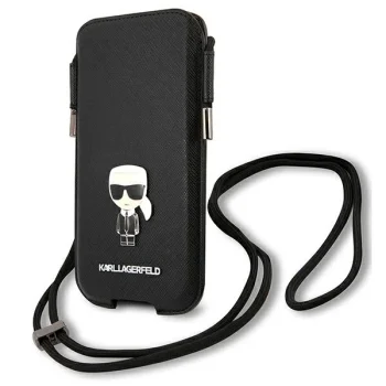 Сумка для телефона Karl Lagerfeld Saffiano Ikonik Karl 6.7'' - черная