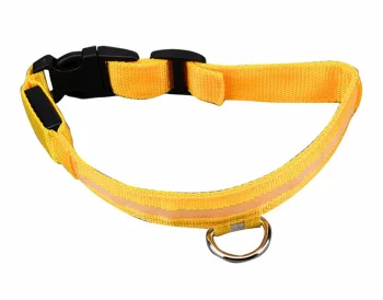 LED Light Up Dog Collar for Night Walking, 34-42 cm, Yellow
