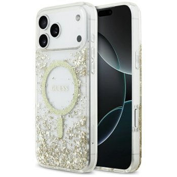 Guess Resin Bottom Glitter MagSafe vāciņš iPhone 17 Pro Max – zelts | Phone Case Cover