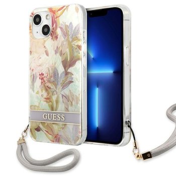 Guess iPhone 13 mini Case Flower Strap Violet