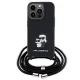 Karl Lagerfeld iPhone 15 Pro vāciņš Crossbody Saffiano Metal Pin, melns