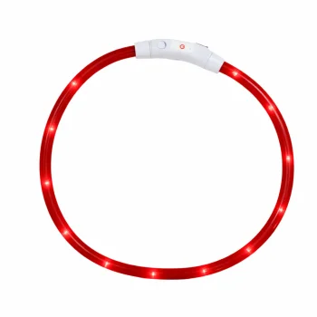 Светодиодный ошейник для собак регулируемый светящийся, красный