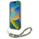 Guess iPhone 16 Plus Case IML Flowers Allover Electro with Pearl Strap, Green