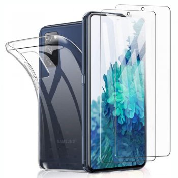 Samsung Galaxy S20 FE / S20 Lite TPU Cover Phone Case Cover + Tempered Glass Screen Protector 1pcs., Transparent | Telefona Aizsargstikls 1 gab. + Vāciņš Maciņš Apvalks
