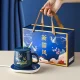 Электрический подогреватель чашек синий + чашка