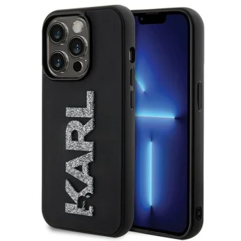 Чехол Karl Lagerfeld для iPhone 15 Pro Max 3D Rubber Glitter Logo, черный