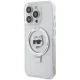 Karl Lagerfeld iPhone 15 Pro vāciņš Ring Stand Choupette Head MagSafe, balts