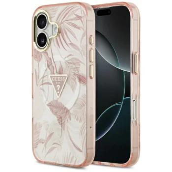 Чехол Guess Jungle Tonal Triangle MagSafe для iPhone 17 — розовый