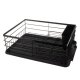 Ruhhy 21992 Dish Drainer with Drip Tray and Cutlery Holder, Black