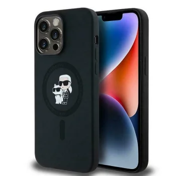 Apple iPhone 14 Pro 6.1'' Karl Lagerfeld Karl & Choupette Glitter MagSafe Cover Case, Black | Telefona Vāciņš...