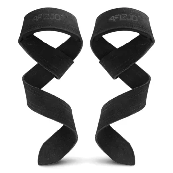 Кожаные лямки для становой тяги 4FIZJO Deadlift Straps, черные