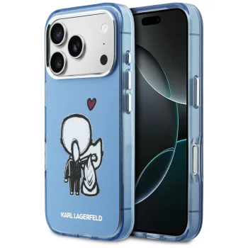 Karl Lagerfeld Karl & Choupette vāciņš iPhone 17 Pro Max, zils