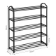 Modernhome XJ53K BLACK metāla apavu plaukts, 5 plaukti, 15 pāriem, melns