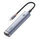 Baseus UltraJoy Series 5-in-1 USB-C centrmezgls (Hub) HDMI, USB 3.0, PD, RJ45, pelēks