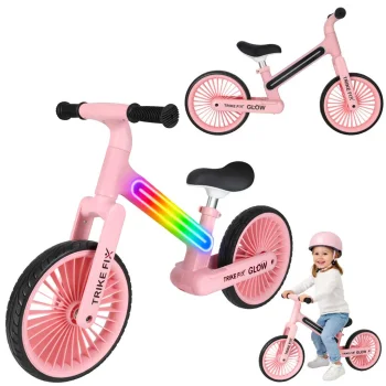 Беговел Trike Fix Glow LED с колесами EVA 12", розовый