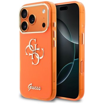 Guess IML 4G Script Metal Phone Case Cover iPhone 17 Pro - Orange