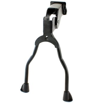 Double metal bicycle kickstand with anti-slip pads, black