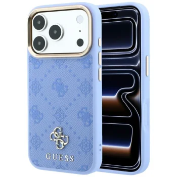 Чехол Guess Peony 4G Small Logo MagSafe для iPhone 18 Pro Max / 17 Pro Max, светло-голубой