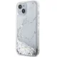 Guess iPhone 14 Case Liquid Glitter Marble, White