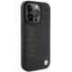 BMW iPhone 15 Pro Case Leather Hot Stamp, Black