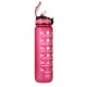 Motivational Water Bottle with Time Marker Reminder Tracker Leak-proof BPA Free, 1L, Pink
