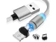 Магнитный кабель для зарядки 3-в-1 Micro USB / Type-C / Lightning, 1м, Серебристый